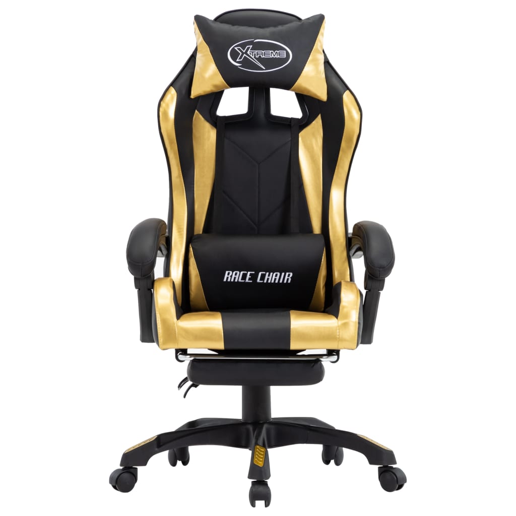 vidaXL Gaming-Stuhl mit Fußstütze Golden und Schwarz Kunstleder