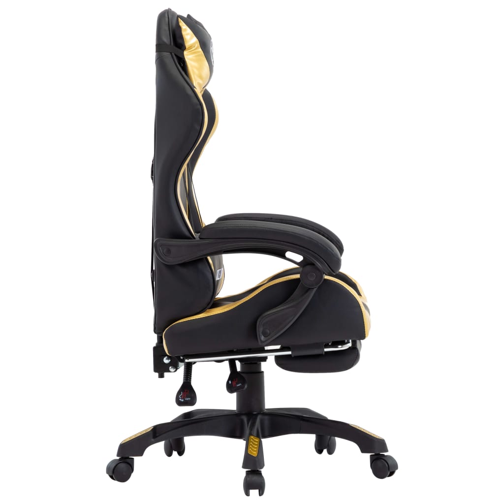 vidaXL Gaming-Stuhl mit Fußstütze Golden und Schwarz Kunstleder