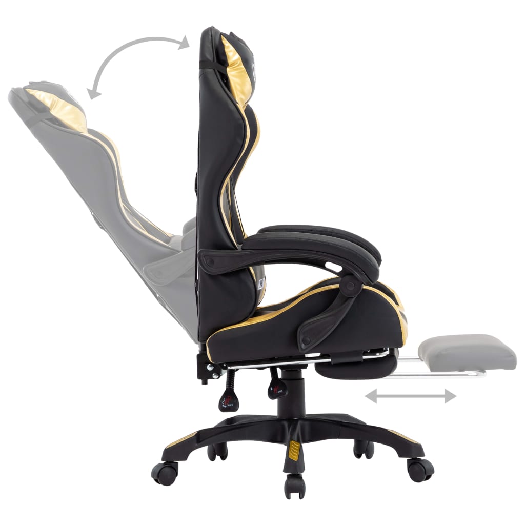 vidaXL Gaming-Stuhl mit Fußstütze Golden und Schwarz Kunstleder