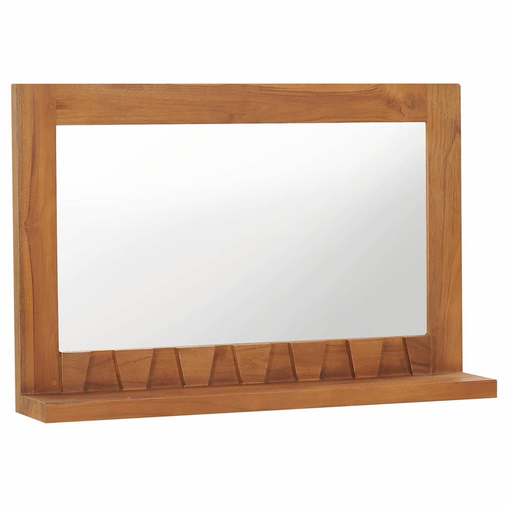 vidaXL Wandspiegel mit Regal Teak Massivholz