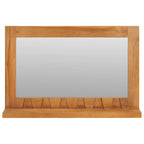 vidaXL Wandspiegel mit Regal Teak Massivholz