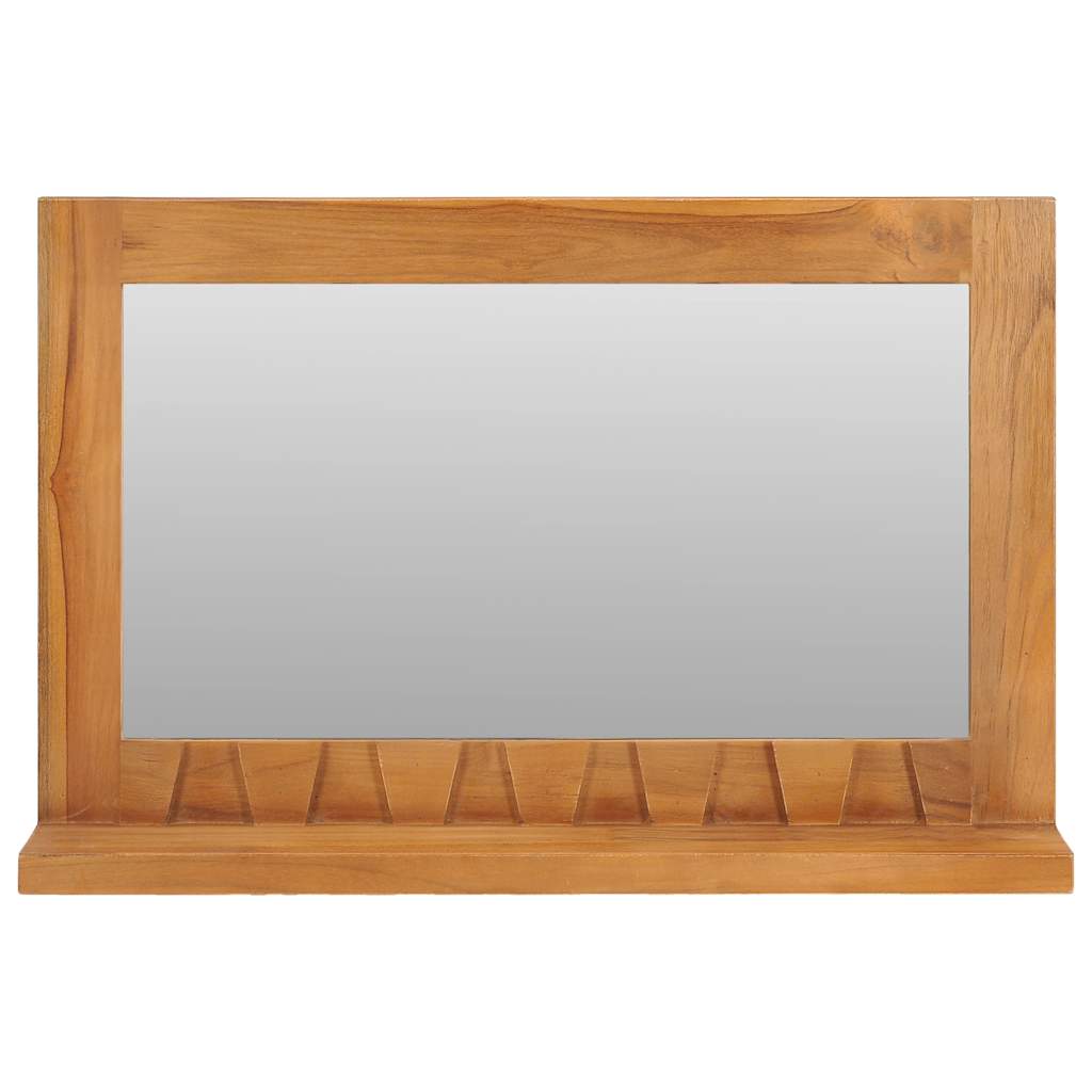 vidaXL Wandspiegel mit Regal Teak Massivholz