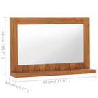 vidaXL Wandspiegel mit Regal Teak Massivholz