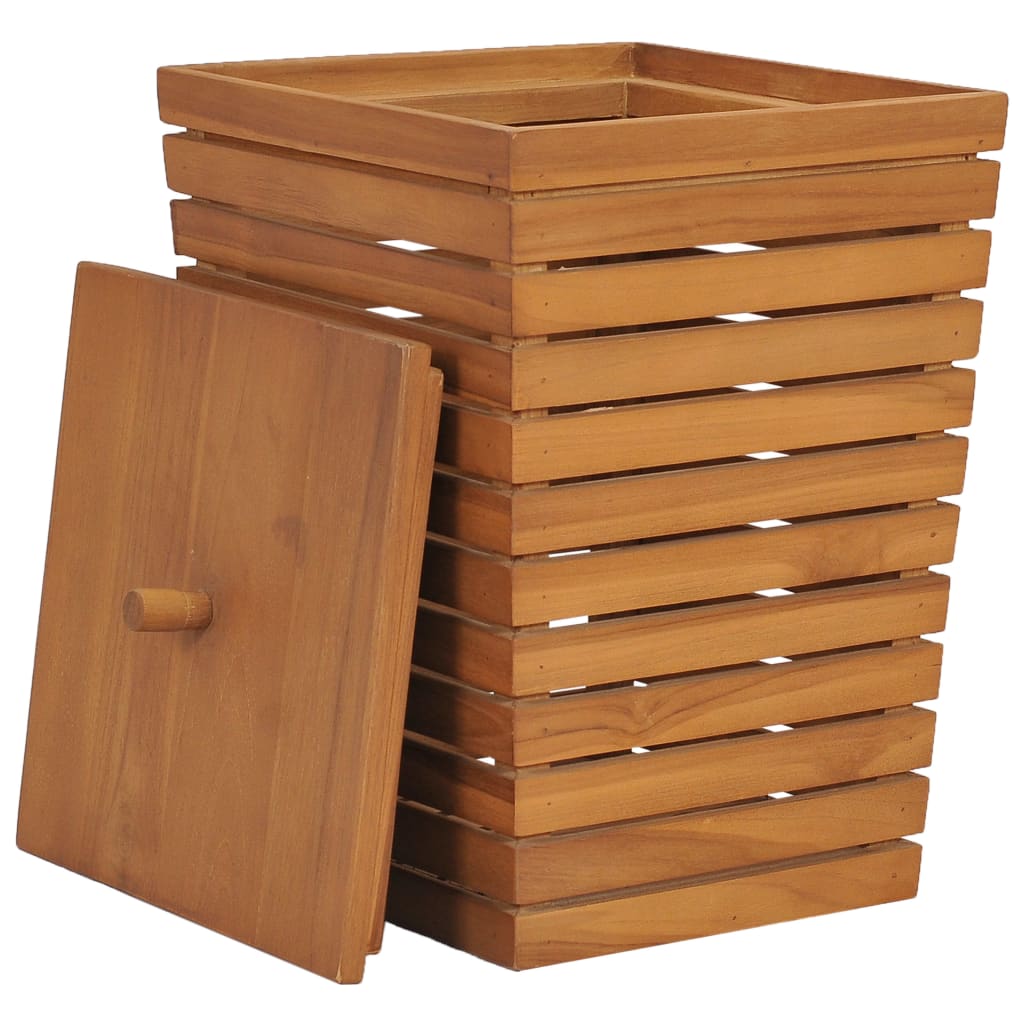 vidaXL Wäschekorb 30×30×45 cm Teak Massivholz