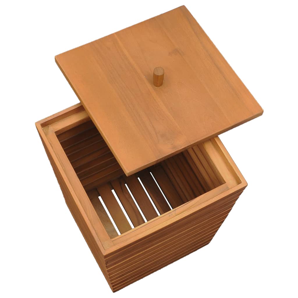 vidaXL Wäschekorb 30×30×45 cm Teak Massivholz