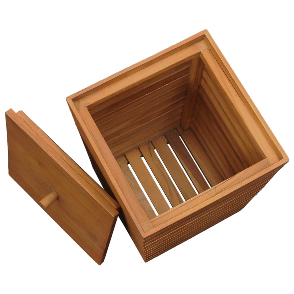 vidaXL Wäschekorb 30×30×45 cm Teak Massivholz