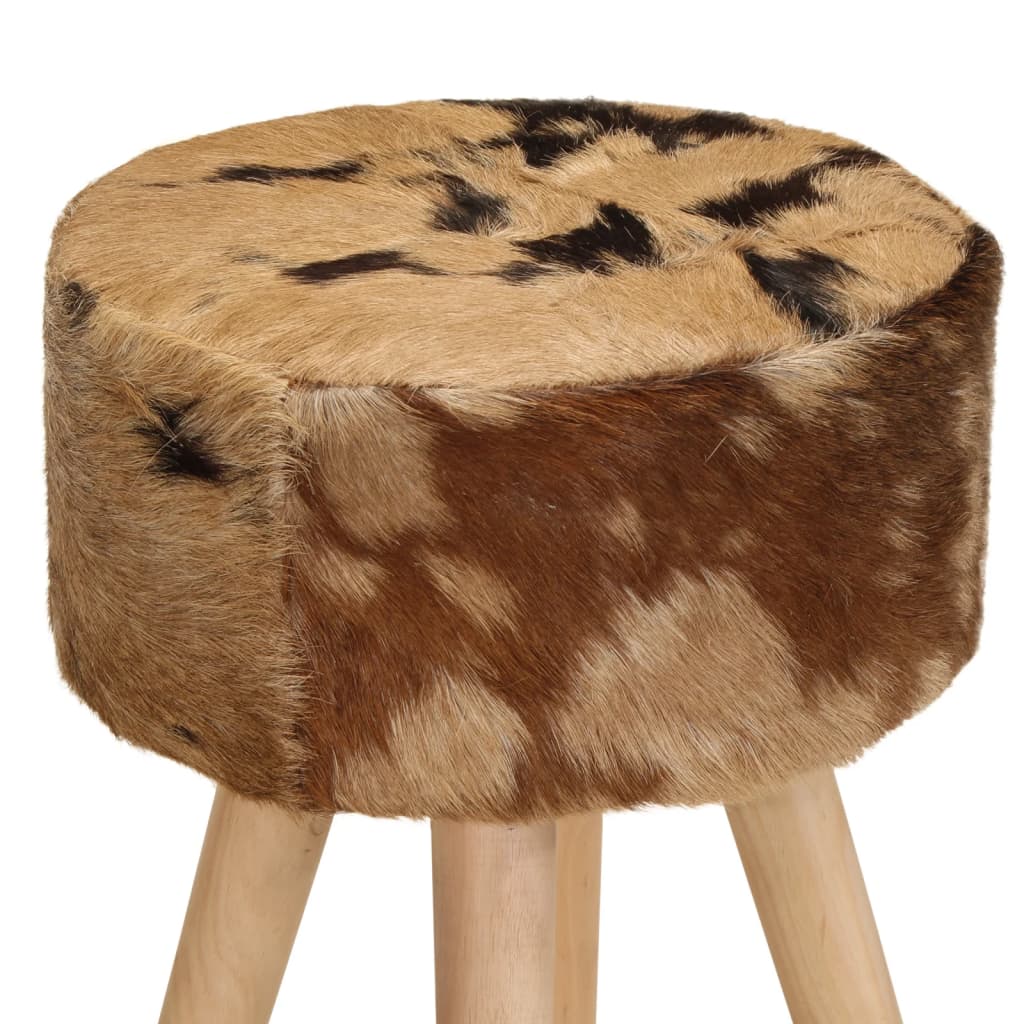 vidaXL Barhocker 2 Stk. Braun Raues Mangoholz und Echtleder