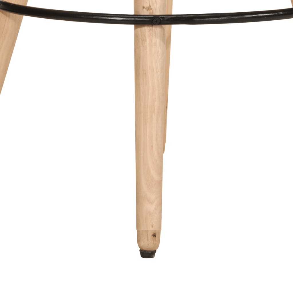 vidaXL Barhocker 2 Stk. Braun Raues Mangoholz und Echtleder