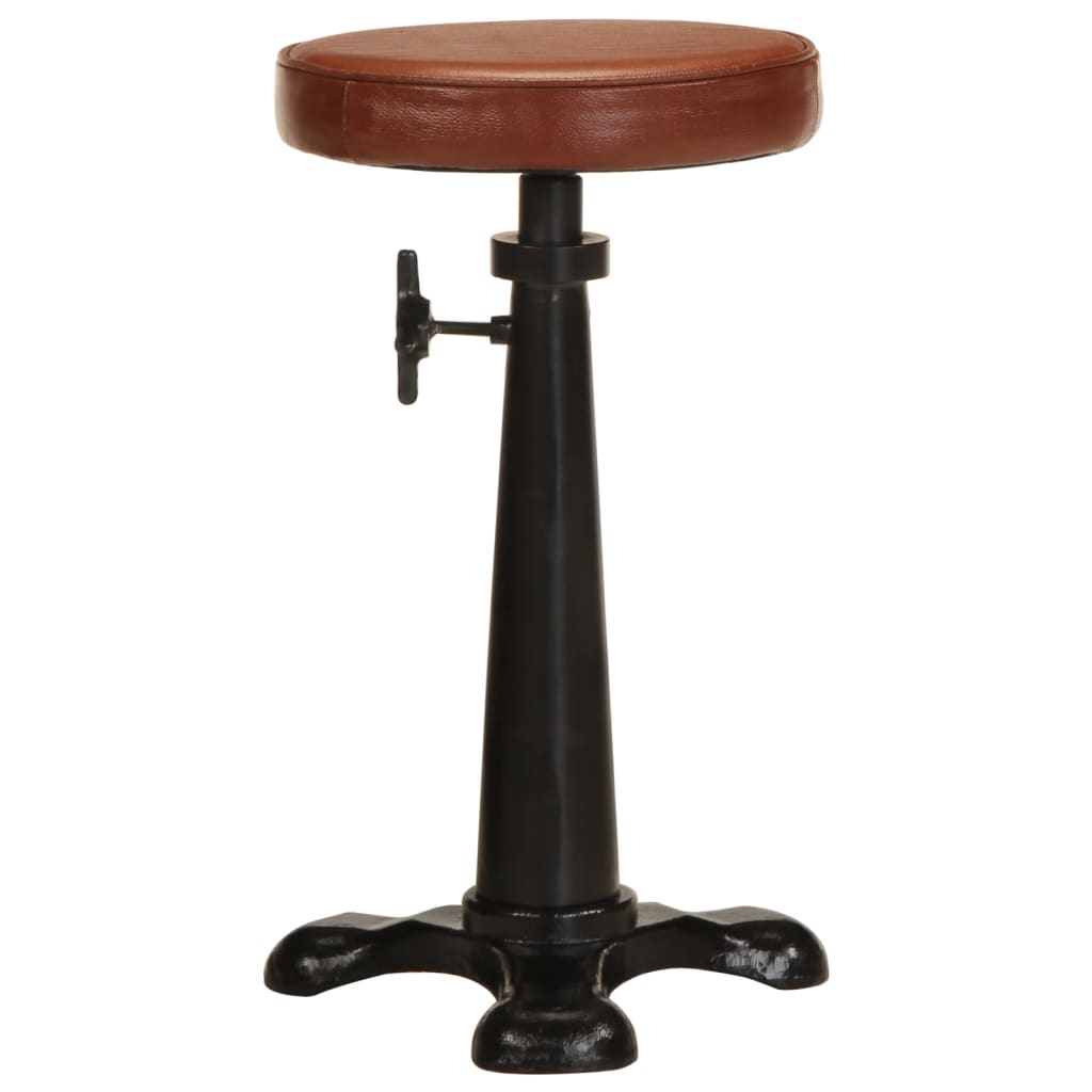 vidaXL Barhocker 2 Stk. Braun Echtleder und Gusseisen