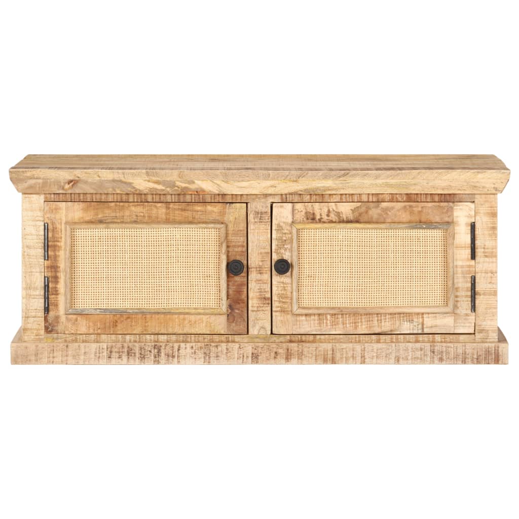 vidaXL Couchtisch 90x50x35 cm Massivholz Mango und Naturgeflecht