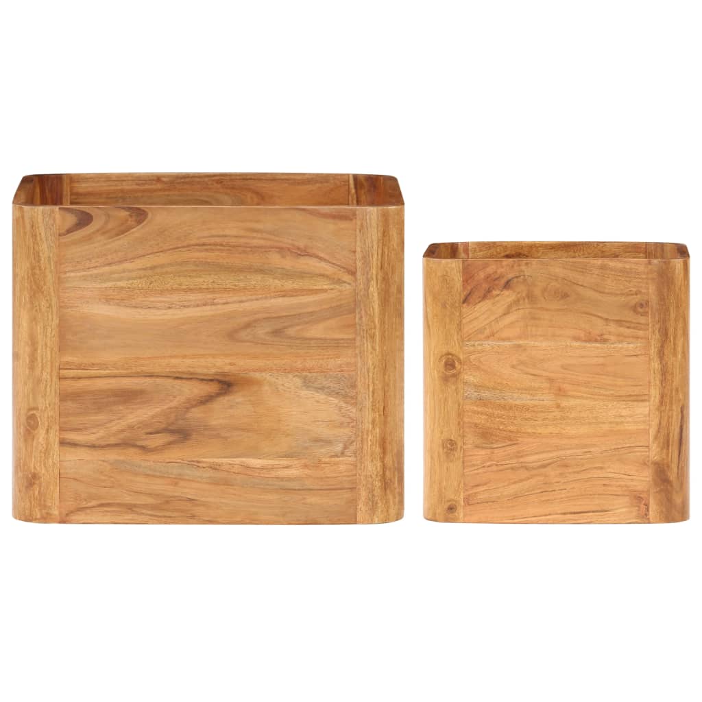 vidaXL Beistelltische 2 Stk. Massivholz mit Honigfarbenem Finish