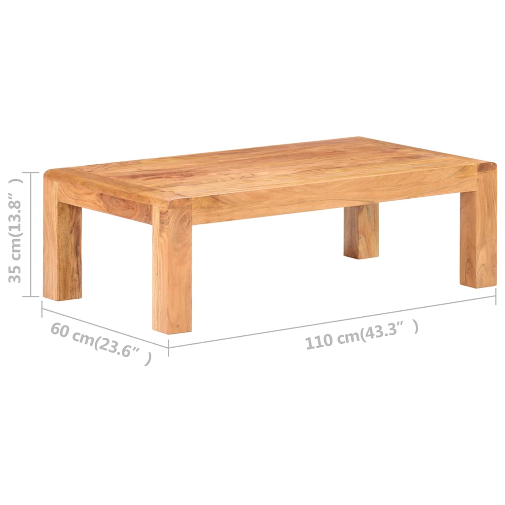 vidaXL Couchtisch 110x60x35 cm Massivholz mit Honigfarbenem Finish