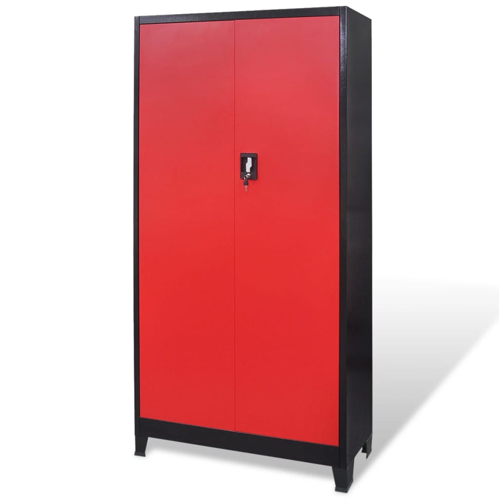 vidaXL Werkzeugschrank mit Werkzeugtruhe Stahl 90x40x180cm Rot Schwarz