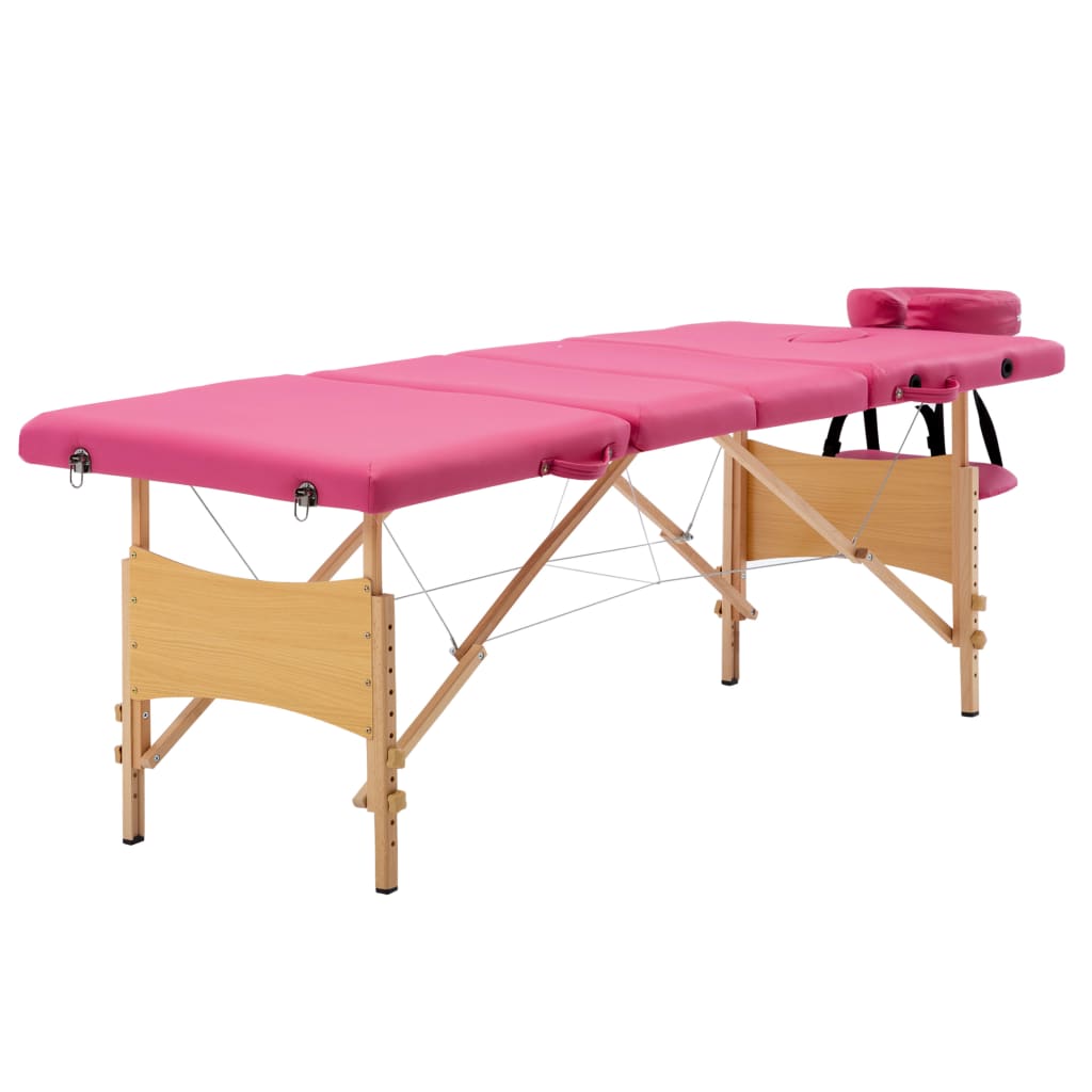 vidaXL Massageliege Klappbar 4-Zonen mit Holzgestell Schwarz