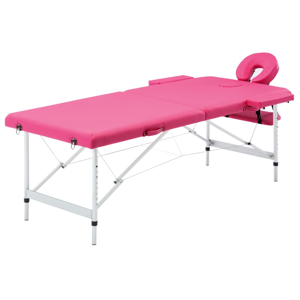 vidaXL Massageliege Klappbar 2-Zonen mit Aluminiumgestell Cremeweiß