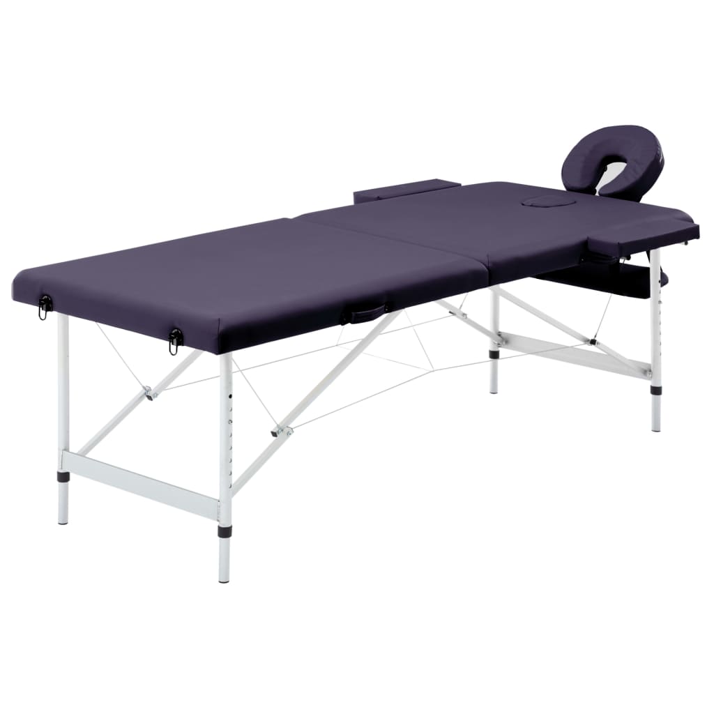 vidaXL Massageliege Klappbar 2-Zonen mit Aluminiumgestell Cremeweiß