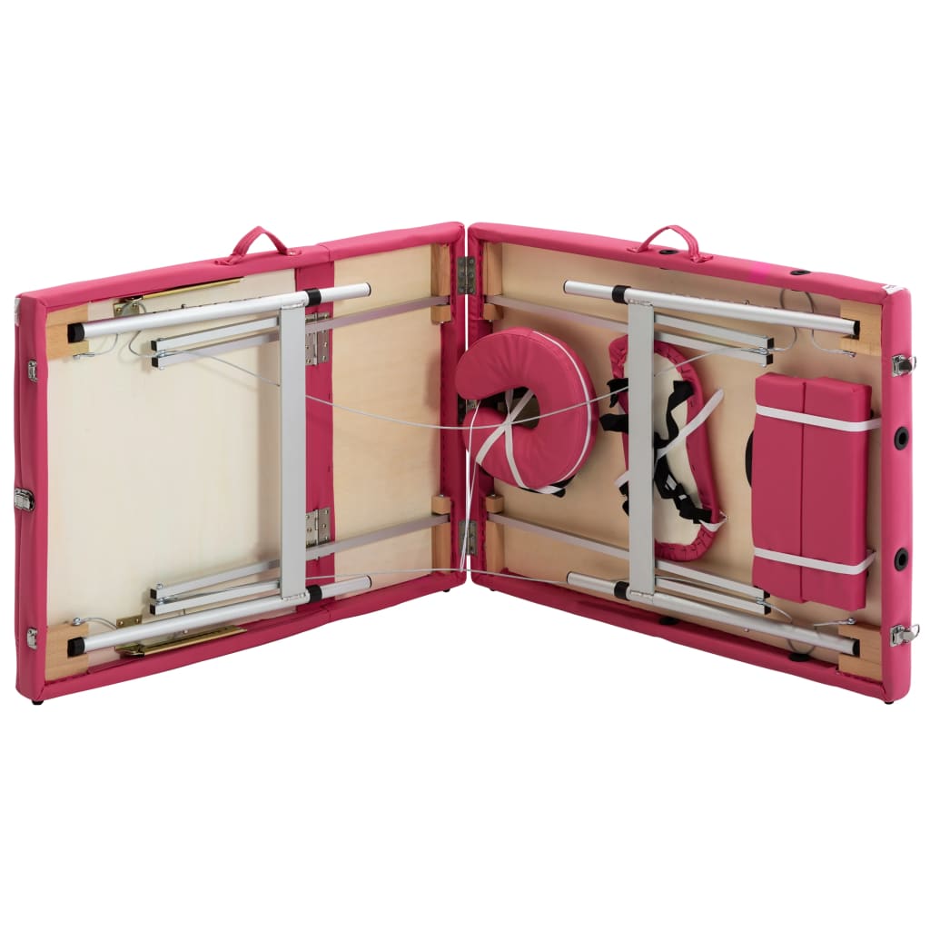 vidaXL Massageliege Klappbar 3-Zonen mit Aluminiumgestell Rosa
