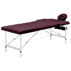 vidaXL Massagetisch Klappbar 3 Zonen Aluminium Dunkellila