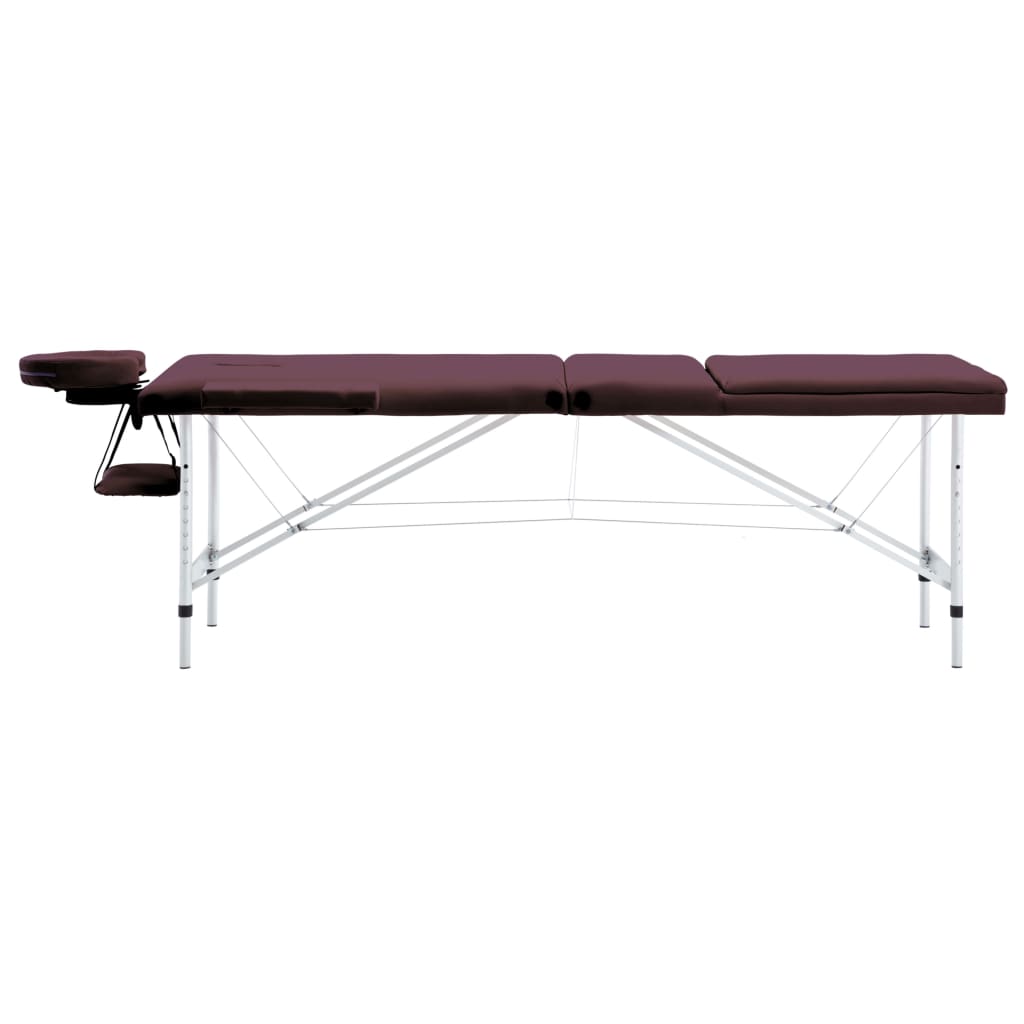 vidaXL Massagetisch Klappbar 3 Zonen Aluminium Dunkellila