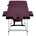 vidaXL Massagetisch Klappbar 3 Zonen Aluminium Dunkellila