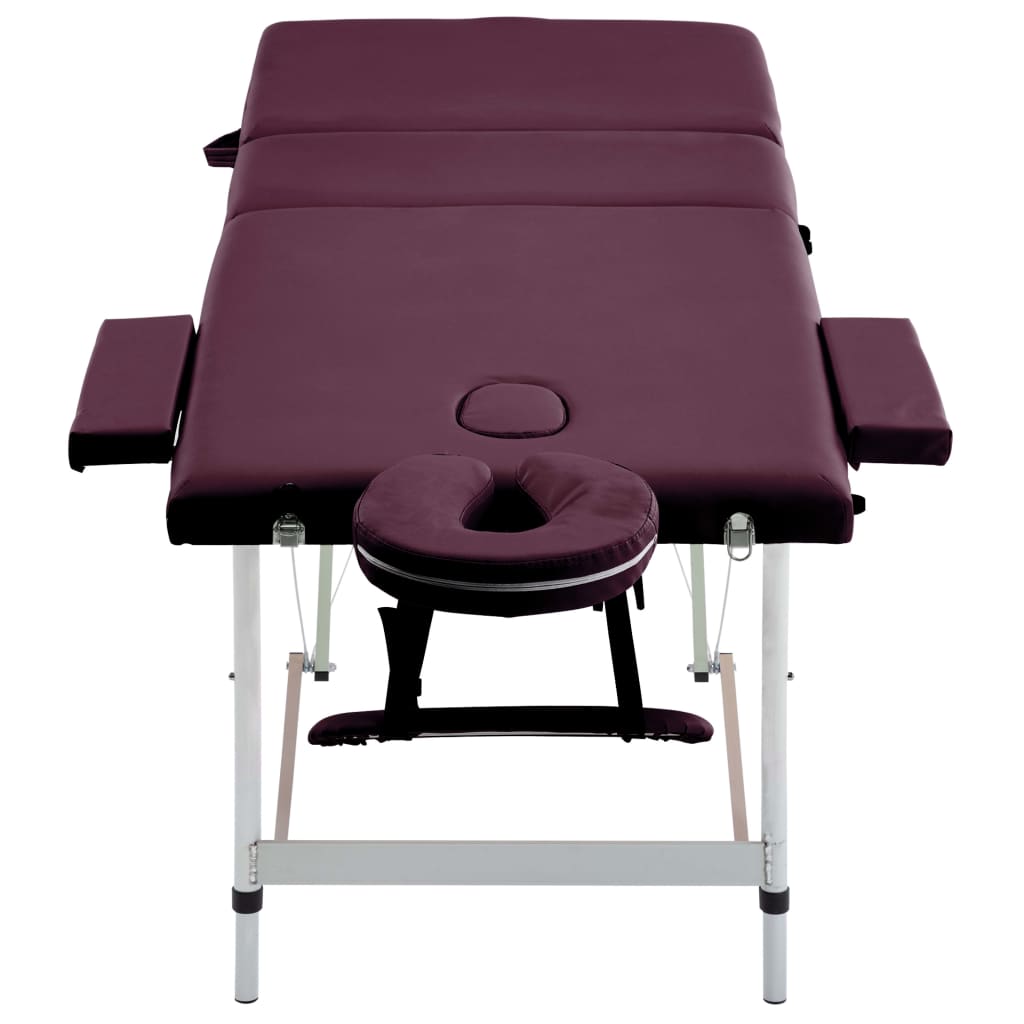 vidaXL Massagetisch Klappbar 3 Zonen Aluminium Dunkellila