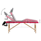 vidaXL Massageliege Klappbar 4-Zonen mit Holzgestell Schwarz und Rosa