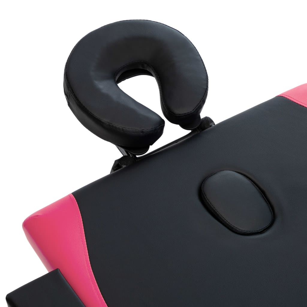 vidaXL Massageliege Klappbar 4-Zonen mit Holzgestell Schwarz und Rosa