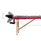 vidaXL Massageliege Klappbar 4-Zonen mit Holzgestell Schwarz und Rosa