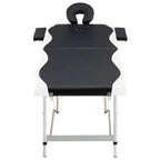 vidaXL Massageliege Klappbar 2-Zonen Aluminiumgestell Schwarz und Weiß