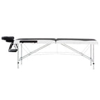 vidaXL Massageliege Klappbar 2-Zonen Aluminiumgestell Schwarz und Weiß