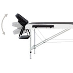vidaXL Massageliege Klappbar 2-Zonen Aluminiumgestell Schwarz und Weiß