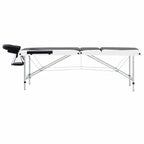 vidaXL Massageliege Klappbar 3-Zonen Aluminiumgestell Schwarz und Weiß