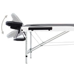 vidaXL Massageliege Klappbar 3-Zonen Aluminiumgestell Schwarz und Weiß