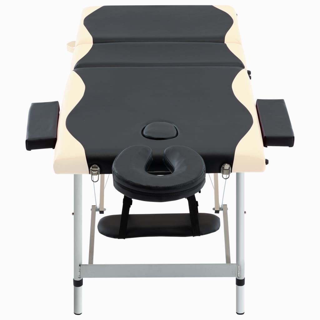 vidaXL Massageliege Klappbar 3-Zonen Aluminiumgestell Schwarz Beige