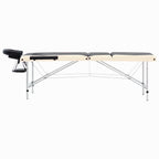 vidaXL Massageliege Klappbar 3-Zonen Aluminiumgestell Schwarz Beige