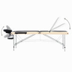 vidaXL Massageliege Klappbar 3-Zonen Aluminiumgestell Schwarz Beige