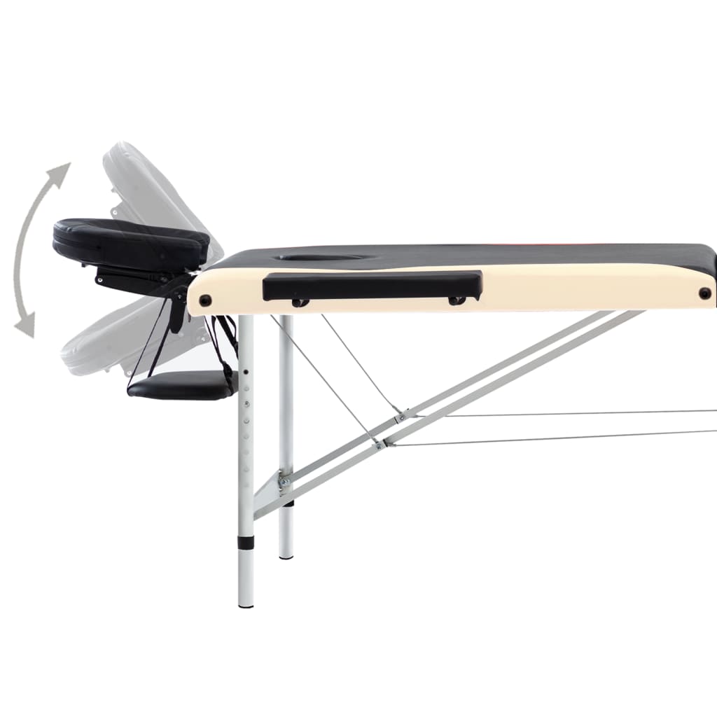 vidaXL Massageliege Klappbar 3-Zonen Aluminiumgestell Schwarz Beige
