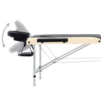 vidaXL Massageliege Klappbar 3-Zonen Aluminiumgestell Schwarz Beige