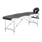vidaXL Massageliege Klappbar 4-Zonen Aluminiumgestell Schwarz und Weiß