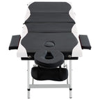 vidaXL Massageliege Klappbar 4-Zonen Aluminiumgestell Schwarz und Weiß