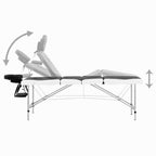 vidaXL Massageliege Klappbar 4-Zonen Aluminiumgestell Schwarz und Weiß