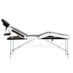 vidaXL Massageliege Klappbar 4-Zonen Aluminiumgestell Schwarz und Weiß
