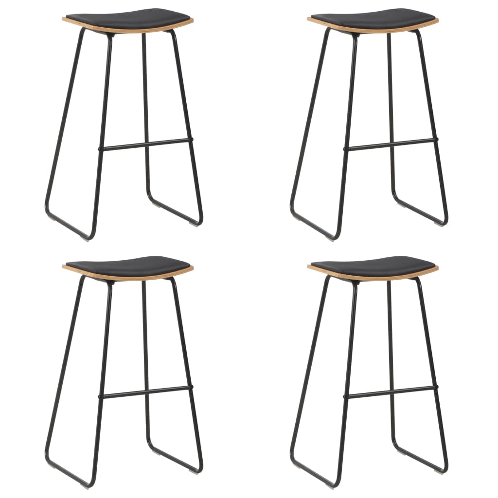 vidaXL Barshocker 4 Stk. Schwarz Kunstleder