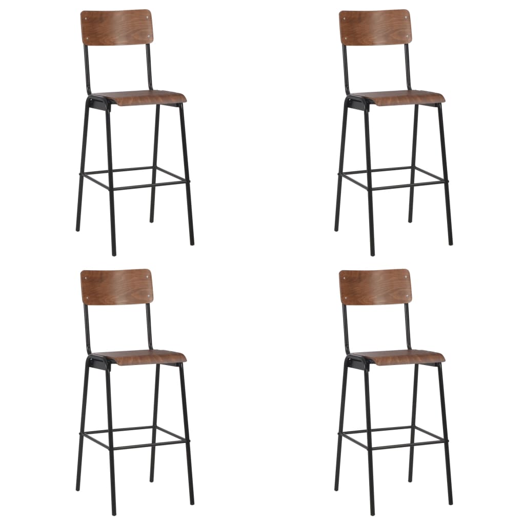 vidaXL Barhocker 4 Stk. Massives Sperrholz Stahl