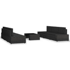 vidaXL 7-tlg. Garten-Lounge-Set Poly Rattan Schwarz