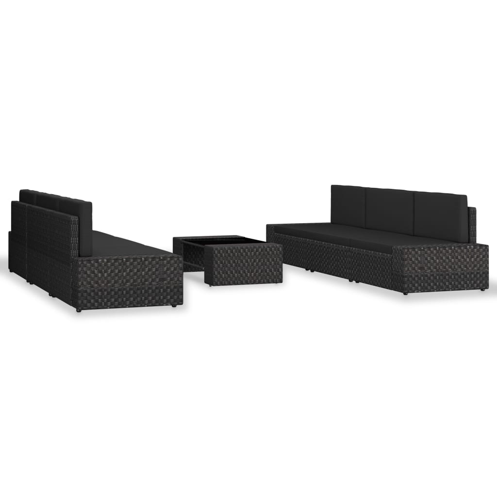 vidaXL 7-tlg. Garten-Lounge-Set Poly Rattan Schwarz