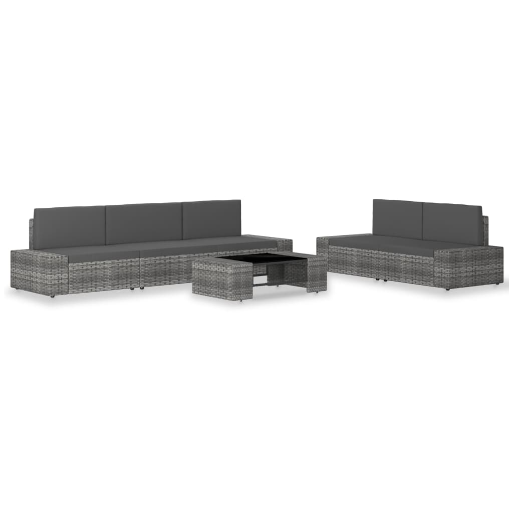 vidaXL 6-tlg. Garten-Lounge-Set Poly Rattan Schwarz