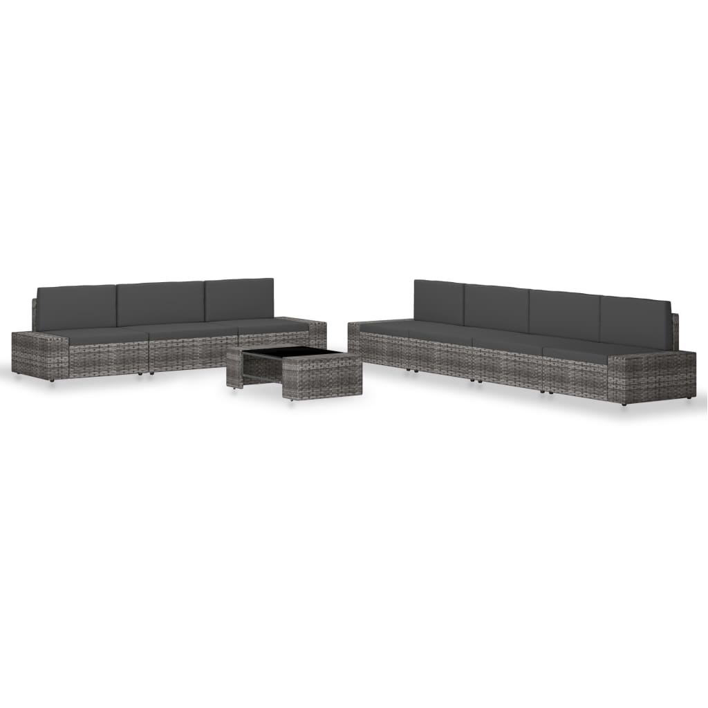 vidaXL 8-tlg. Garten-Lounge-Set Poly Rattan Grau