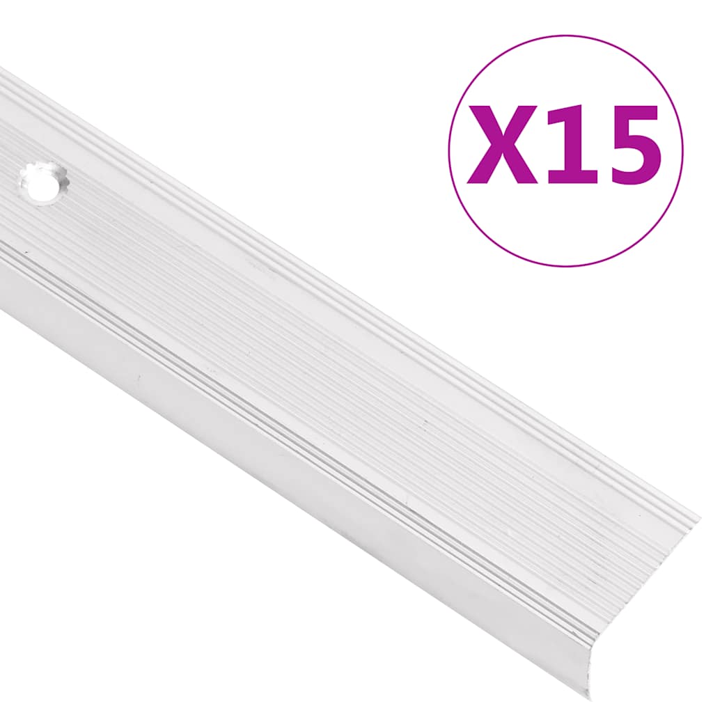 vidaXL Treppenkantenprofile in L-Form 15 Stk. Aluminium 90 cm Silbern