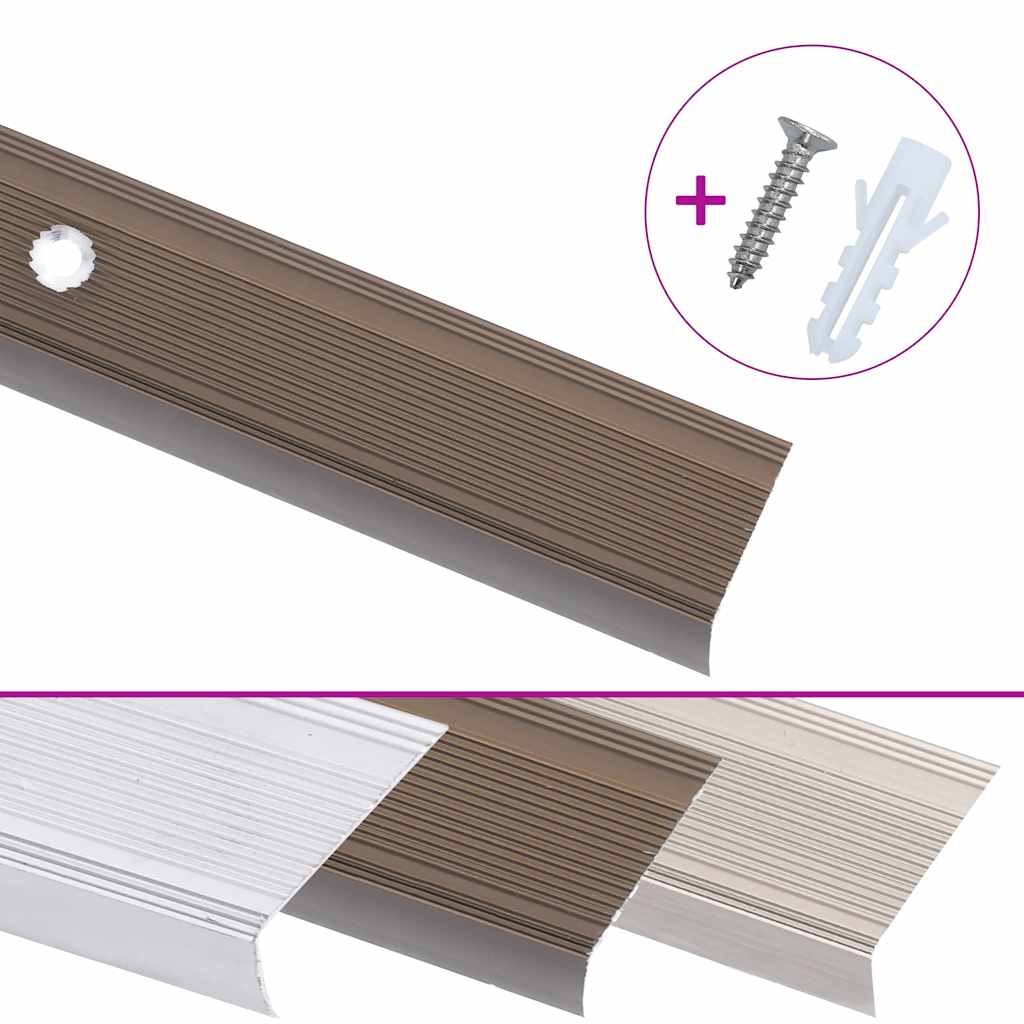vidaXL Treppenkantenprofil in L-Form 15 Stk. Aluminium 90 cm Braun
